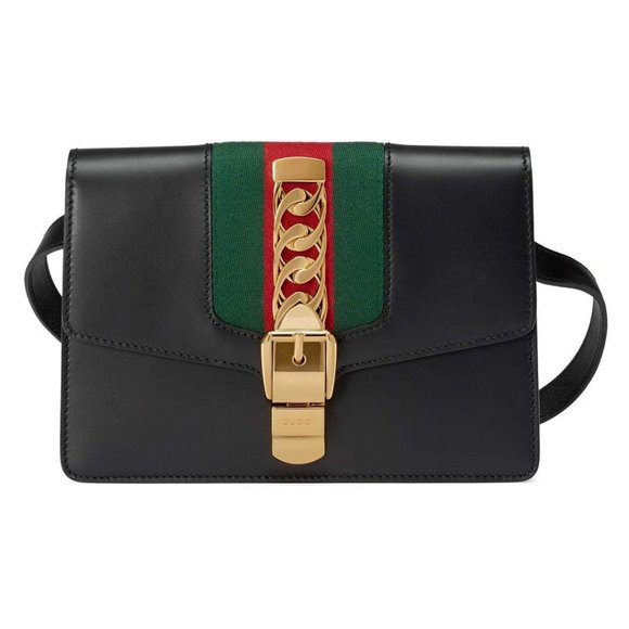 NWT Gucci Sylvie Leather Belt Bag in Black - Picture 1 of 6